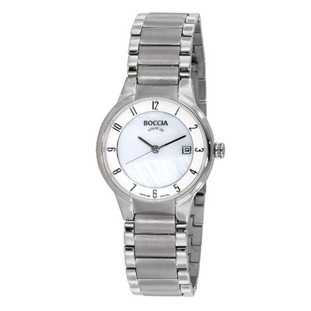 Boccia Titanium Watch with White Dial & Numbers - 3228-01 - Click Image to Close